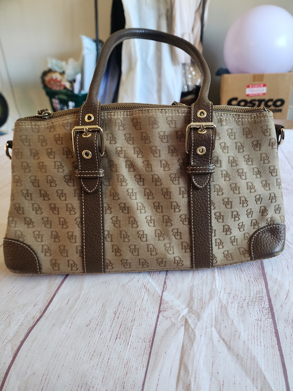 Dooney & Bourke Brown Signature Canvas Satchel
